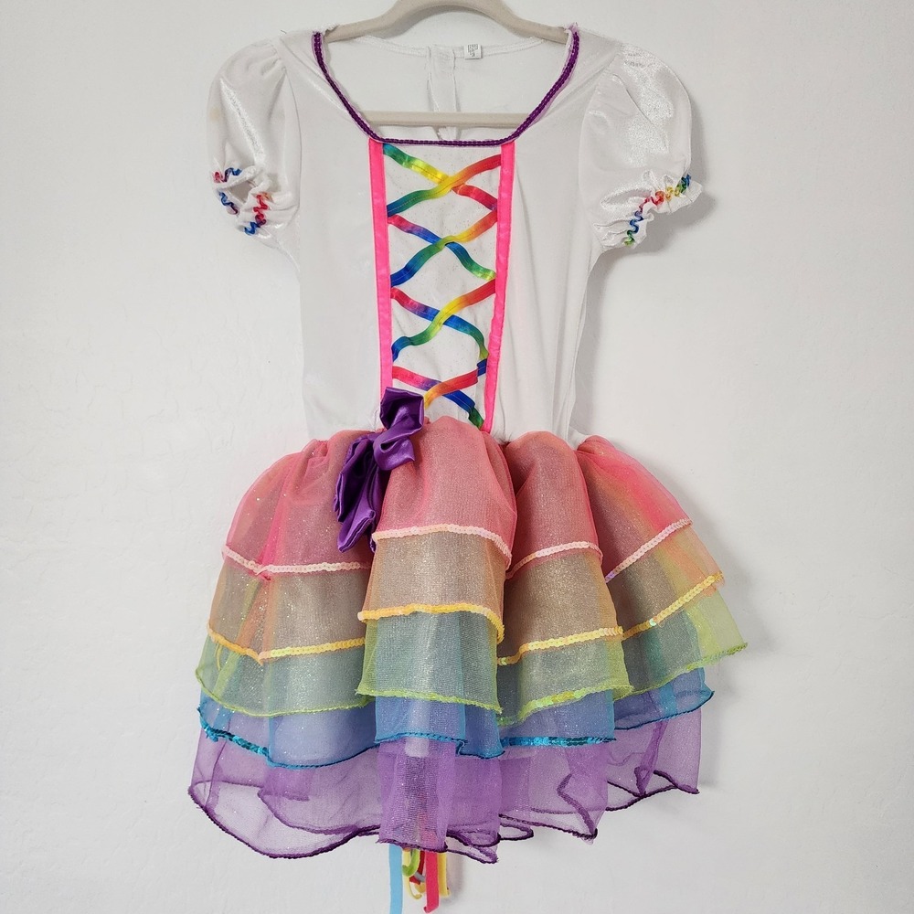 Amscan Girls Rainbow Princess Costume Dress Tutu Party Pageant Size 12-14